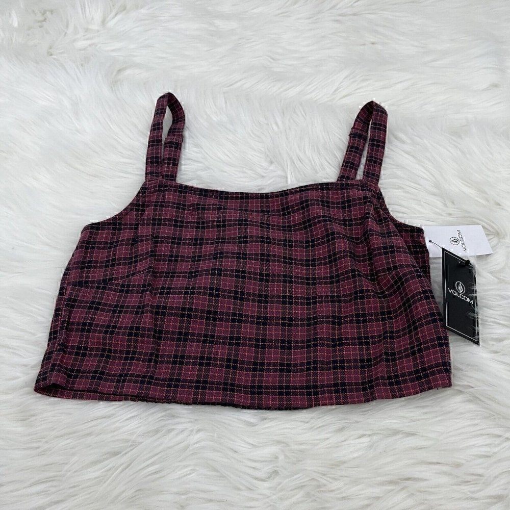 NEW Volcom Chicheck Urself Top Women's Size 8 Medium Cropped Fitted Tube Top